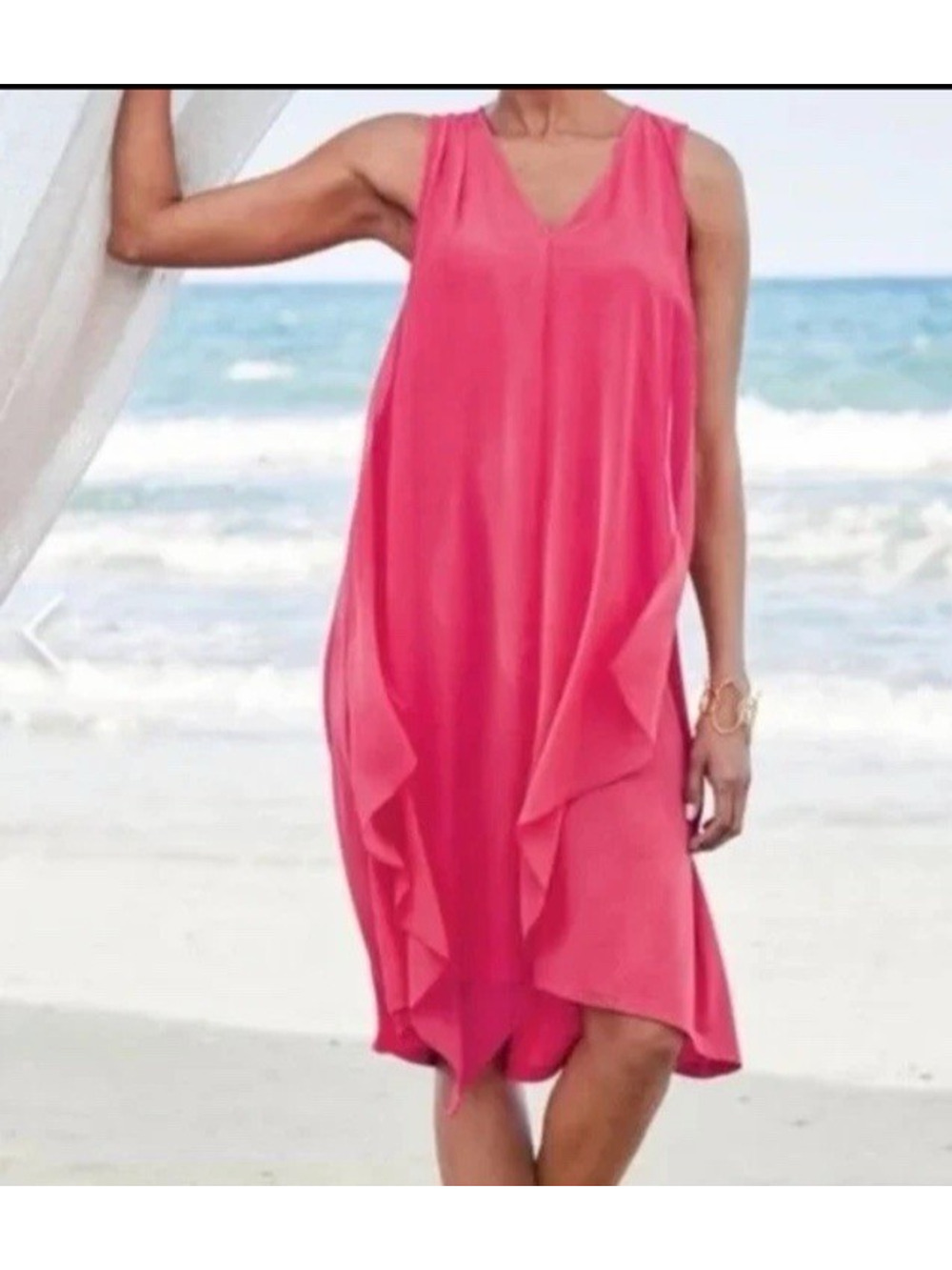 Soft Surroundings Medium Amalfi Dress beach Pink NWT $100 fairy vacation resort